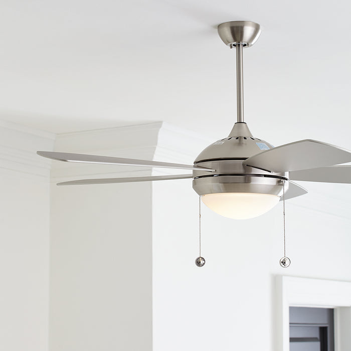 Generation Lighting - 5DIC52BSD-V1 - 52``Ceiling Fan - Discus - Brushed Steel / Matte Opal