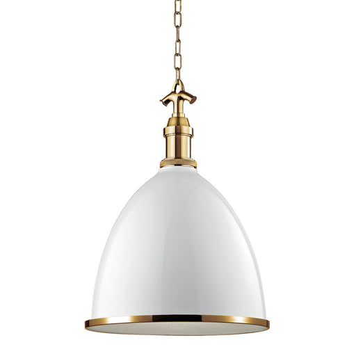 Hudson Valley - 7718-WAGB - One Light Pendant - Viceroy - White/Aged Brass