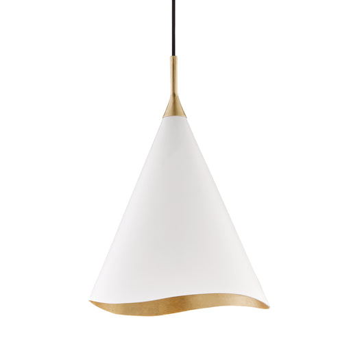 Hudson Valley - 9613-GL/WHT - One Light Pendant - Martini - Gold Leaf/Soft Off White Combo