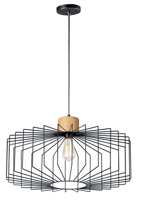 Maxim - 10069BKNWD - One Light Pendant - Bjorn - Black / Natural Wood