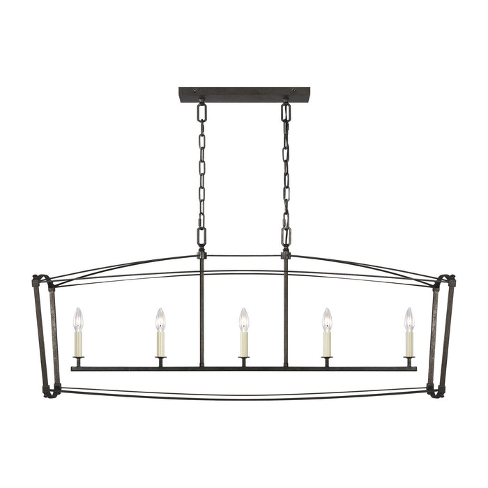 Generation Lighting - F3326/5SMS - Five Light Linear Chandelier - Thayer - Smith Steel