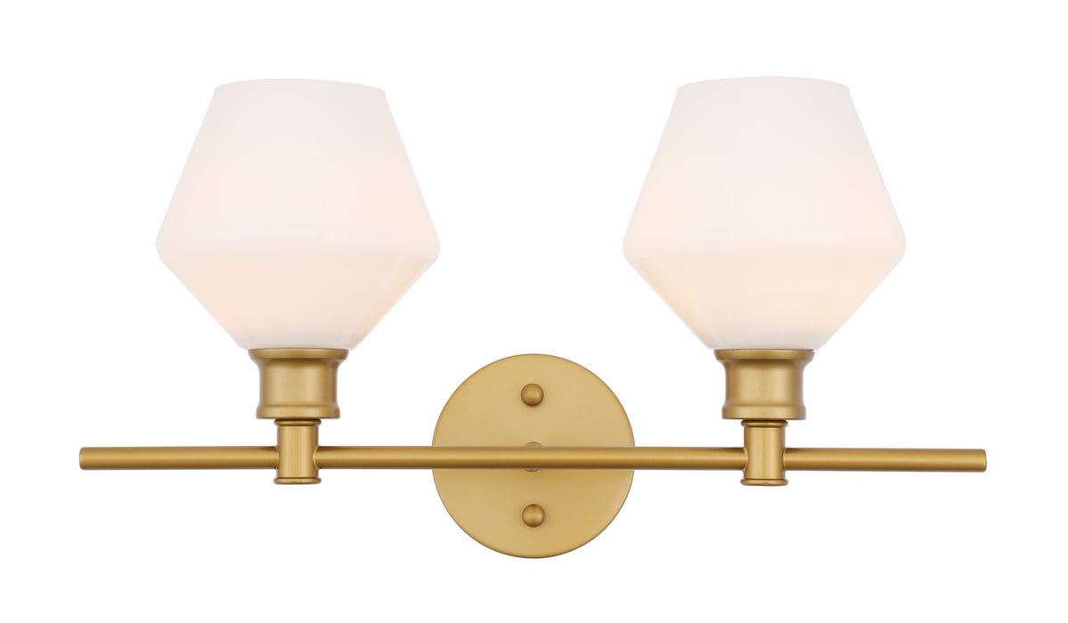 Elegant Lighting - LD2313BR - Two Light Wall Sconce - Gene - Brass And Frosted White Glass