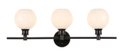 Elegant Lighting - LD2319BK - Three Light Wall Sconce - Collier - Black And Frosted White Glass