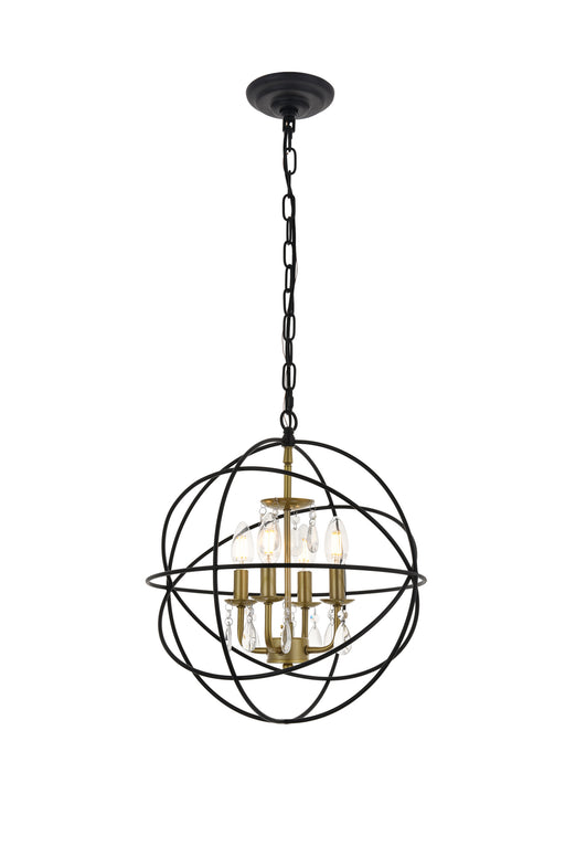 Elegant Lighting - LD5055D16BRB - Four Light Pendant - Wallace - Matte Black And Brass And Clear