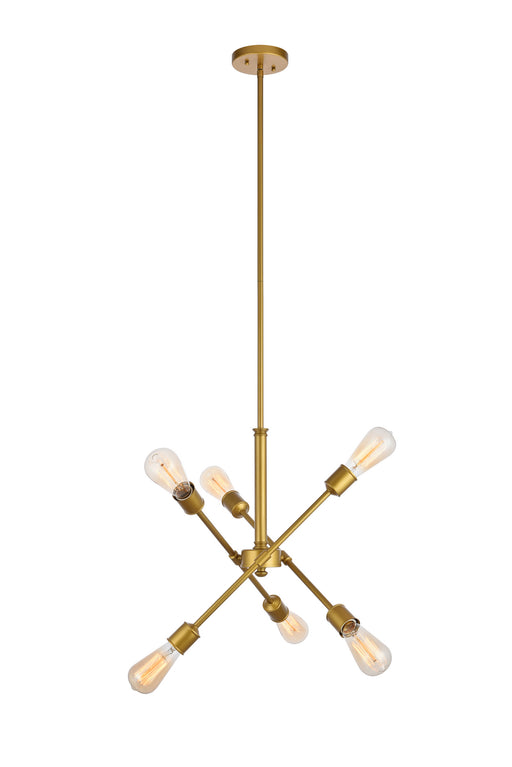 Elegant Lighting - LD8017D18BR - Six Light Pendant - Axel - Brass