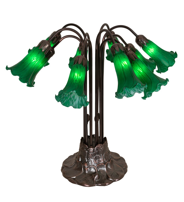Meyda Tiffany - 14382 - Ten Light Table Lamp - Green Pond Lily - Mahogany Bronze