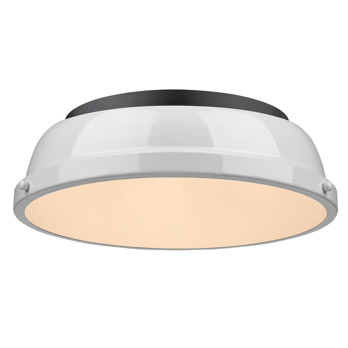 Golden - 3602-14 BLK-WH - Two Light Flush Mount - Duncan - Matte Black