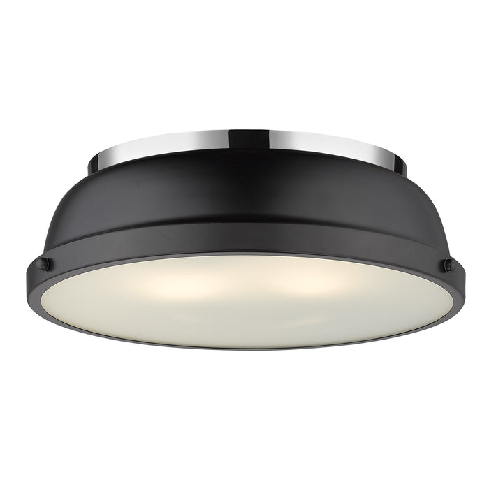 Golden - 3602-14 CH-BLK - Two Light Flush Mount - Duncan - Chrome