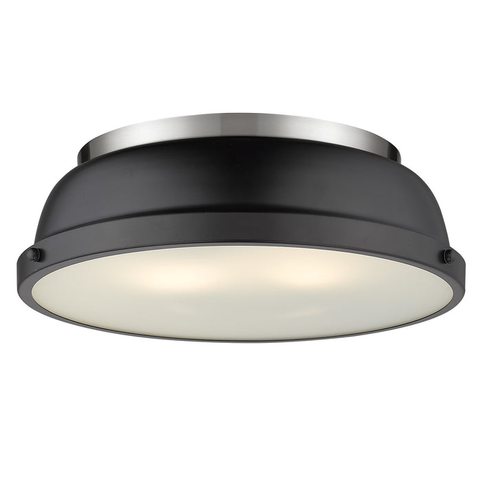 Golden - 3602-14 PW-BLK - Two Light Flush Mount - Duncan - Pewter