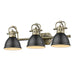Golden - 3602-BA3 AB-BLK - Three Light Bath Vanity - Duncan - Aged Brass