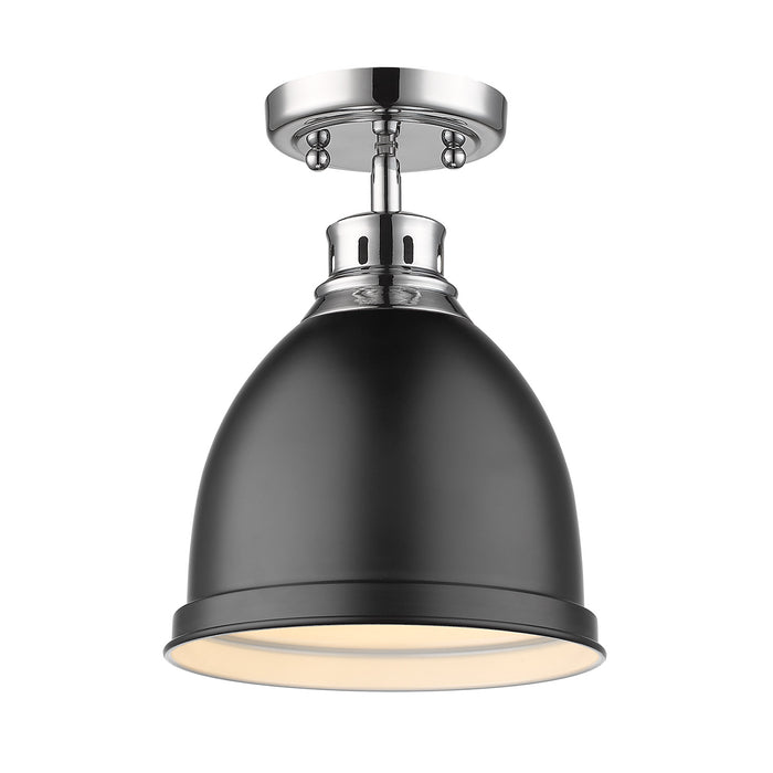 Golden - 3602-FM CH-BLK - One Light Flush Mount - Duncan - Chrome