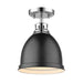 Golden - 3602-FM CH-BLK - One Light Flush Mount - Duncan - Chrome