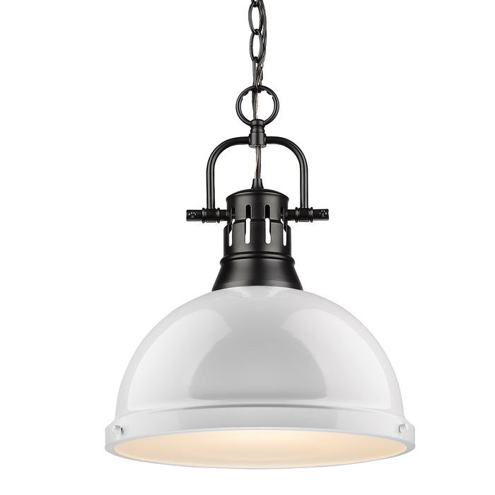 Golden - 3602-L BLK-WH - One Light Pendant - Duncan - Matte Black