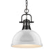 Golden - 3602-L BLK-WH - One Light Pendant - Duncan - Matte Black