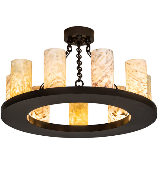 Meyda Tiffany - 213472 - Nine Light Semi-Flushmount - Loxley - Timeless Bronze