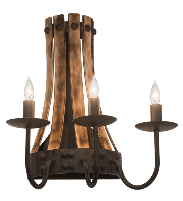 Meyda Tiffany - 215959 - Three Light Wall Sconce - Barrel Stave - Natural Wood