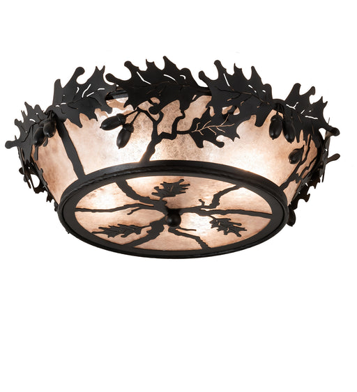 Meyda Tiffany - 51000 - Four Light Flushmount - Acorn & Oak Leaf - Wrought Iron