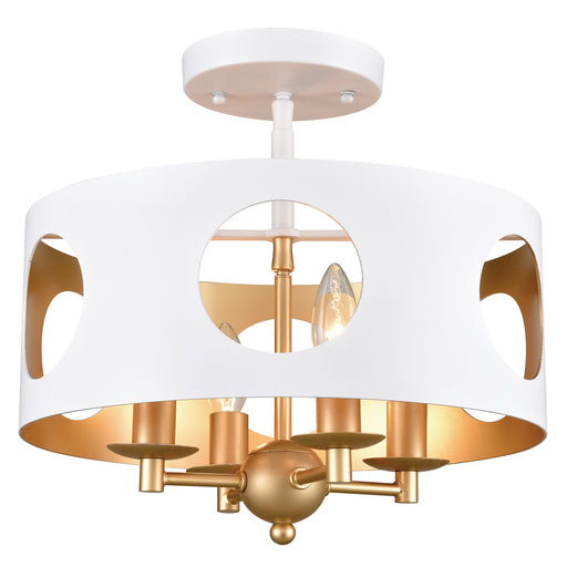 Crystorama - ODE-700-MT-GA_CEILING - Four Light Ceiling Mount - Odelle - Matte White / Antique Gold