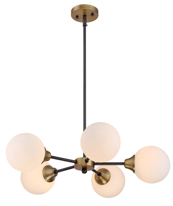 Meridian - M10011-79 - Five Light Chandelier - Mchan - Oiled Rubbed Bronze w/Natural Brass