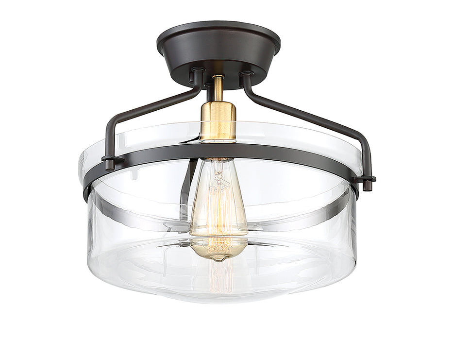 Meridian - M60011ORBNB - One Light Semi Flush Mount - Msemi - Oiled Rubbed bronze with Brass