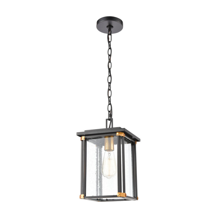 Elk Lighting - 46723/1 - One Light Outdoor Hanging Lantern - Vincentown - Matte Black, Brushed Brass, Brushed Brass
