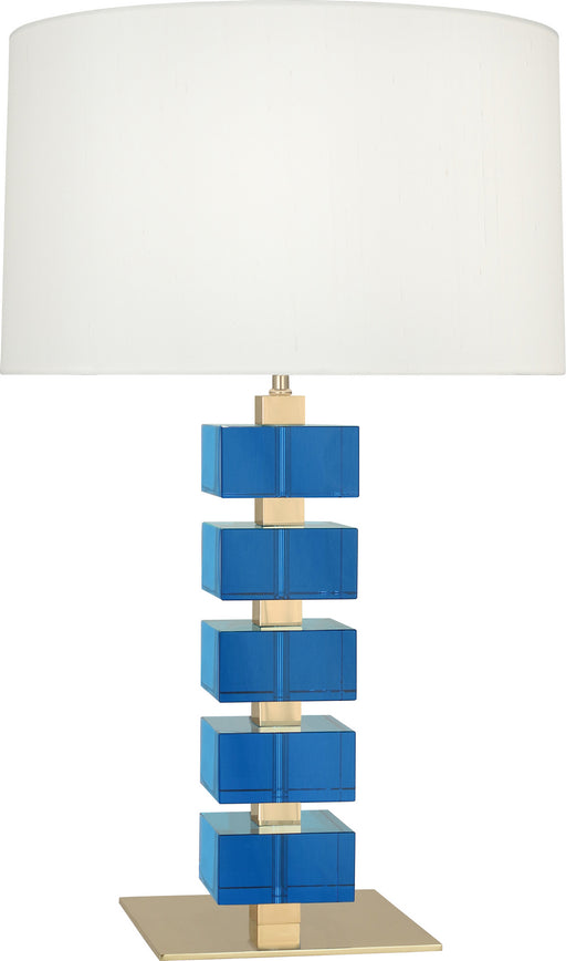 Robert Abbey - 176X - One Light Table Lamp - Jonathan Adler Monaco - Lacquered Natural Brass/Turquoise Crystal Blocks