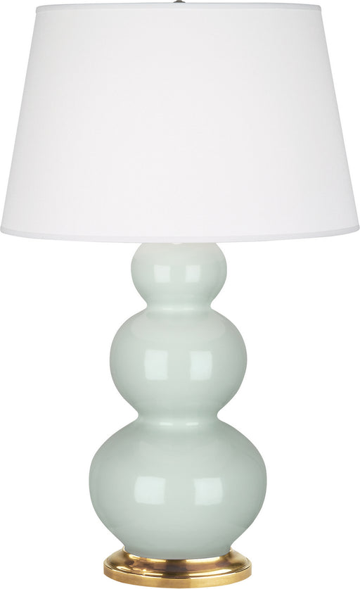 Robert Abbey - 369X - One Light Table Lamp - Triple Gourd - Celadon Glazed Ceramic w/ Antique Natural Brassed