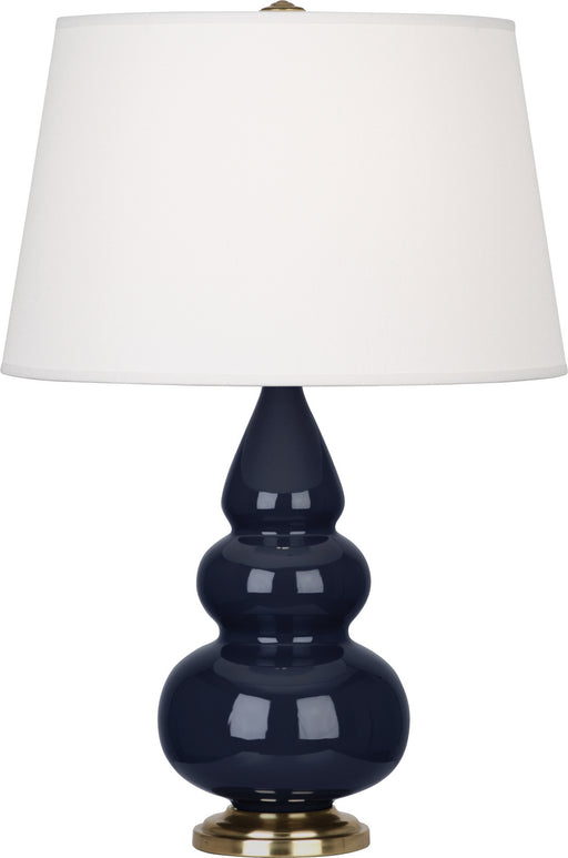 Robert Abbey - MB30X - One Light Accent Lamp - Small Triple Gourd - Midnight Blue Glazed Ceramic w/ Antique Brassed
