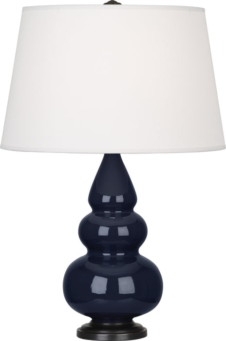 Robert Abbey - MB31X - One Light Accent Lamp - Small Triple Gourd - Midnight Blue Glazed Ceramic w/ Deep Patina Bronzeed