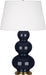 Robert Abbey - MB40X - One Light Table Lamp - Triple Gourd - Midnight Blue Glazed Ceramic w/ Antique Brassed