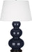 Robert Abbey - MB41X - One Light Table Lamp - Triple Gourd - Midnight Blue Glazed Ceramic w/ Deep Patina Bronzeed