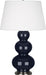 Robert Abbey - MB42X - One Light Table Lamp - Triple Gourd - Midnight Blue Glazed Ceramic w/ Antique Silvered