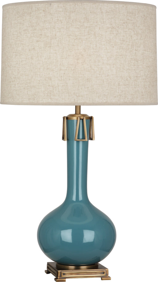 Robert Abbey - OB992 - One Light Table Lamp - Athena - Steel Blue Glazed Ceramic w/ Aged Brass
