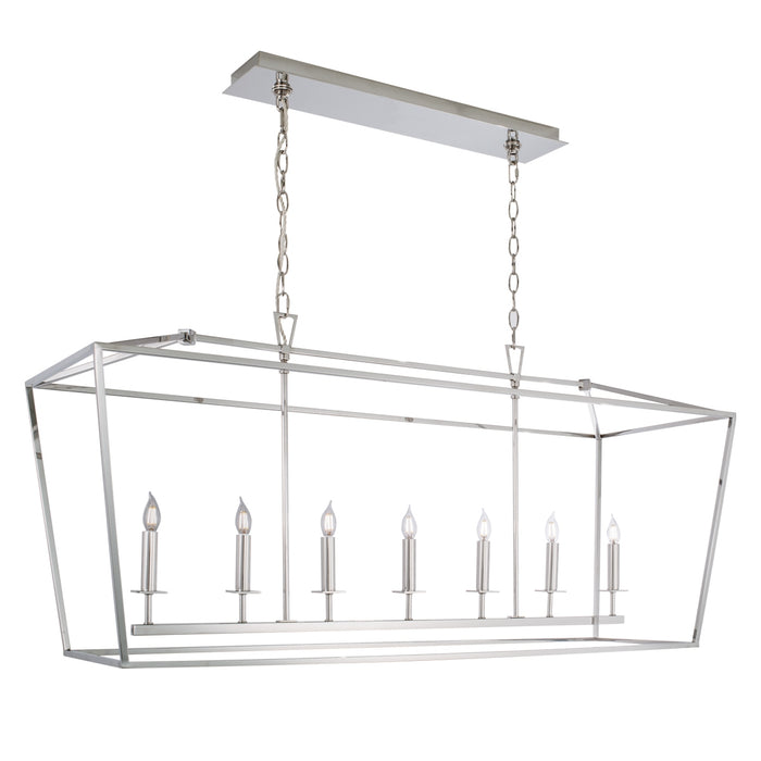 Norwell Lighting - 1083-PN-NG - Seven Light Linear Hanger - Linear Cage Pendant - Polished Nickel