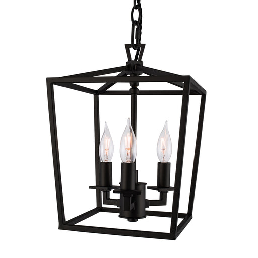 Norwell Lighting - 1084-MB-NG - Three Light Hanger - Mini Cage - Matte Black