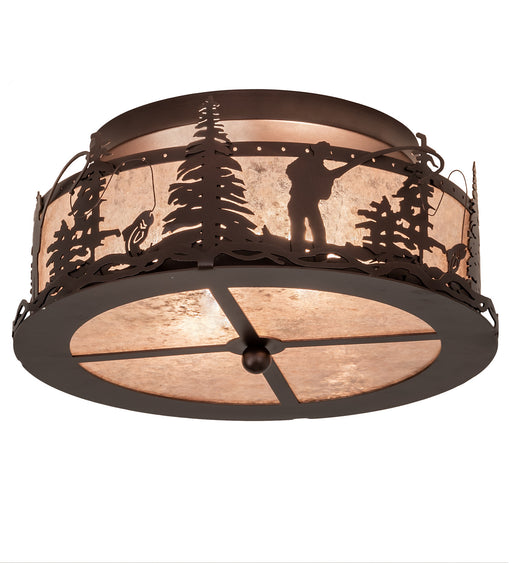 Meyda Tiffany - 214358 - Two Light Flushmount - Fly Fishing Creek - Mahogany Bronze