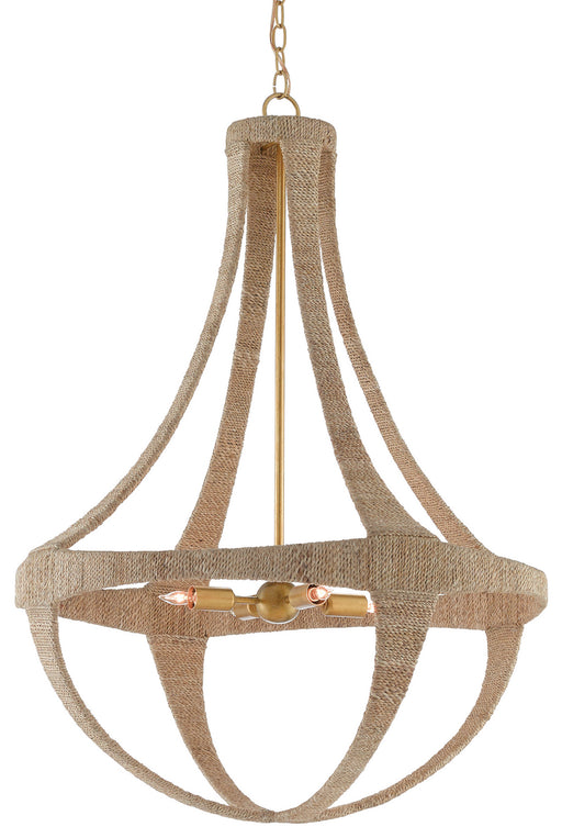 Currey and Company - 9000-0385 - Four Light Chandelier - Natural/Dark Gold Leaf