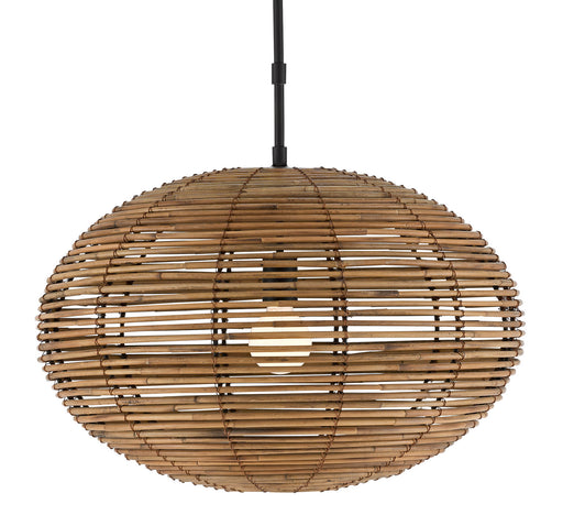Currey and Company - 9000-0463 - One Light Pendant - Satin Black/Natural