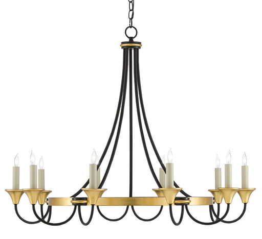 Currey and Company - 9000-0474 - Ten Light Chandelier - Washed Black/Gold Leaf