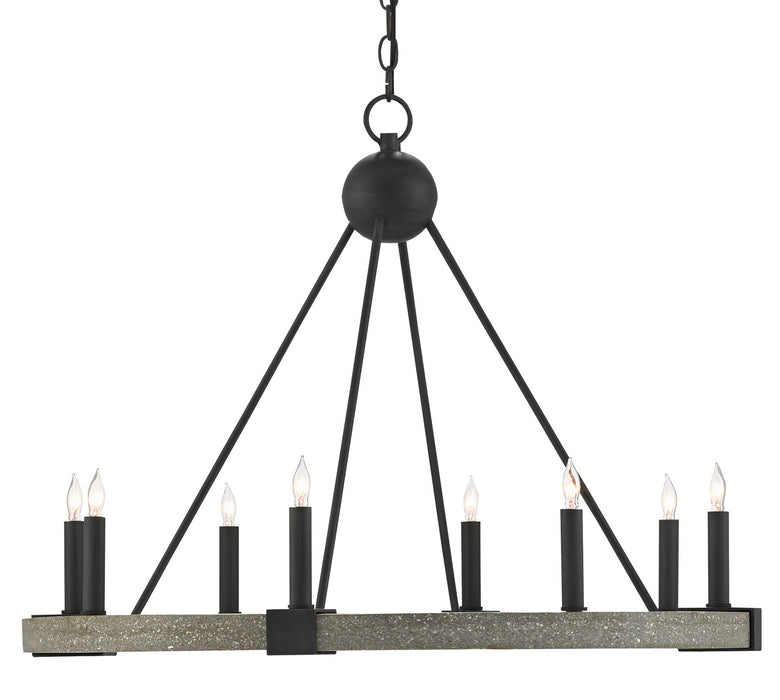 Currey and Company - 9000-0480 - Eight Light Chandelier - Antique Black/Polished Concrete