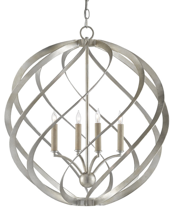 Currey and Company - 9000-0507 - Four Light Chandelier - Silver Leaf