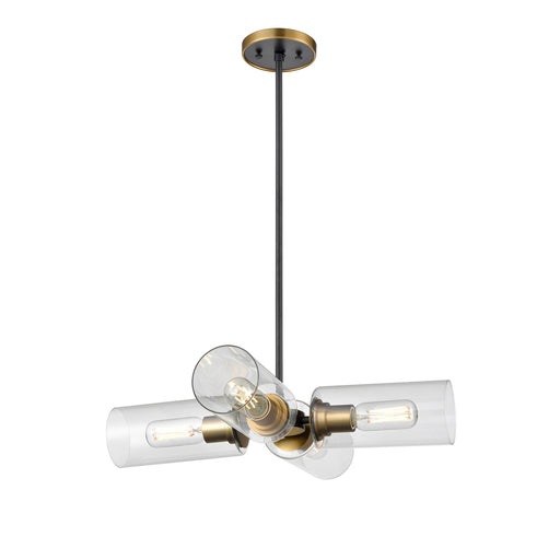 DVI Lighting - DVP24705BR+GR-CL - Four Light Pendant - Barker - Brass and Graphite with Clear Glass
