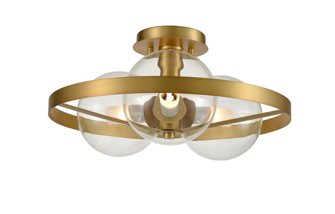 DVI Lighting - DVP27011VBR-CL - Three Light Semi-Flush Mount - Courcelette - Venetian Brass with Clear Glass