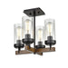 DVI Lighting - DVP38611GR+IW-CL - Four Light Semi-Flush Mount - Okanagan - Graphite and Ironwood on Metal with Clear Glass