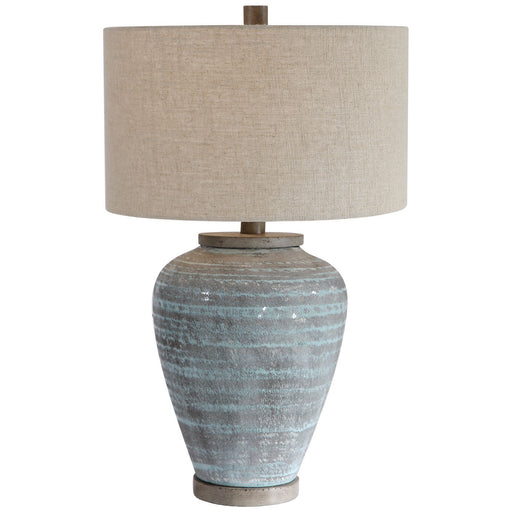 Uttermost - 26228-1 - One Light Table Lamp - Pelia - Aqua Blue Crackle Glaze With Light Gray Textured Pattern
