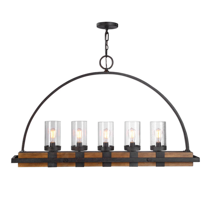 Uttermost - 21328 - Five Light Linear Chandelier - Atwood, - Deep Weathered Bronze