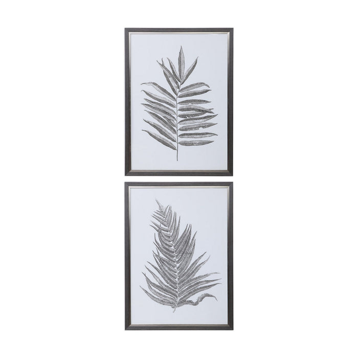 Uttermost - 33685 - Wall Art - Silver Ferns - Aged Black And Gray