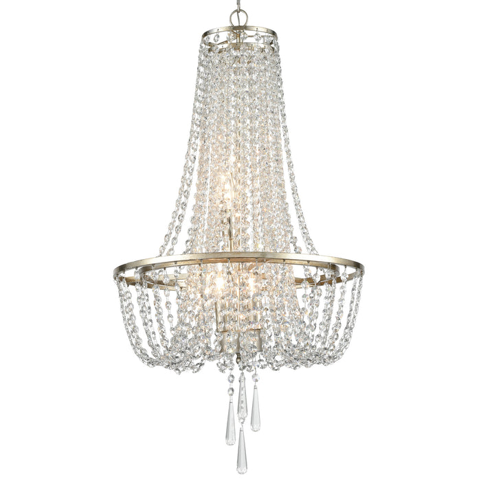 Crystorama - ARC-1907-SA-CL-MWP - Four Light Chandelier - Arcadia - Antique Silver