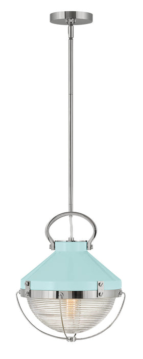 Hinkley - 4847PN-REB - One Light Pendant - Crew - Polished Nickel with Robin`s-Egg Blue