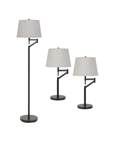 Metal Set Two Swing Arm Table Lamp And One Swing Arm Floor Lamp